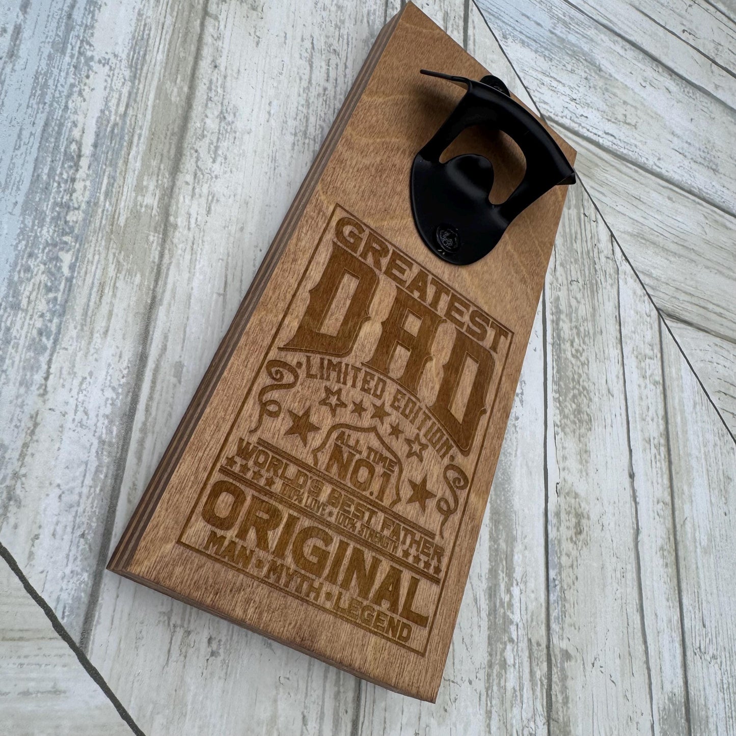 Greatest Dad Magnetic Bottle Opener, Wooden Bottle Opener Laser Engraved, New Home Gift, Wedding Favor, Gift For Him, Custom Beer Opener