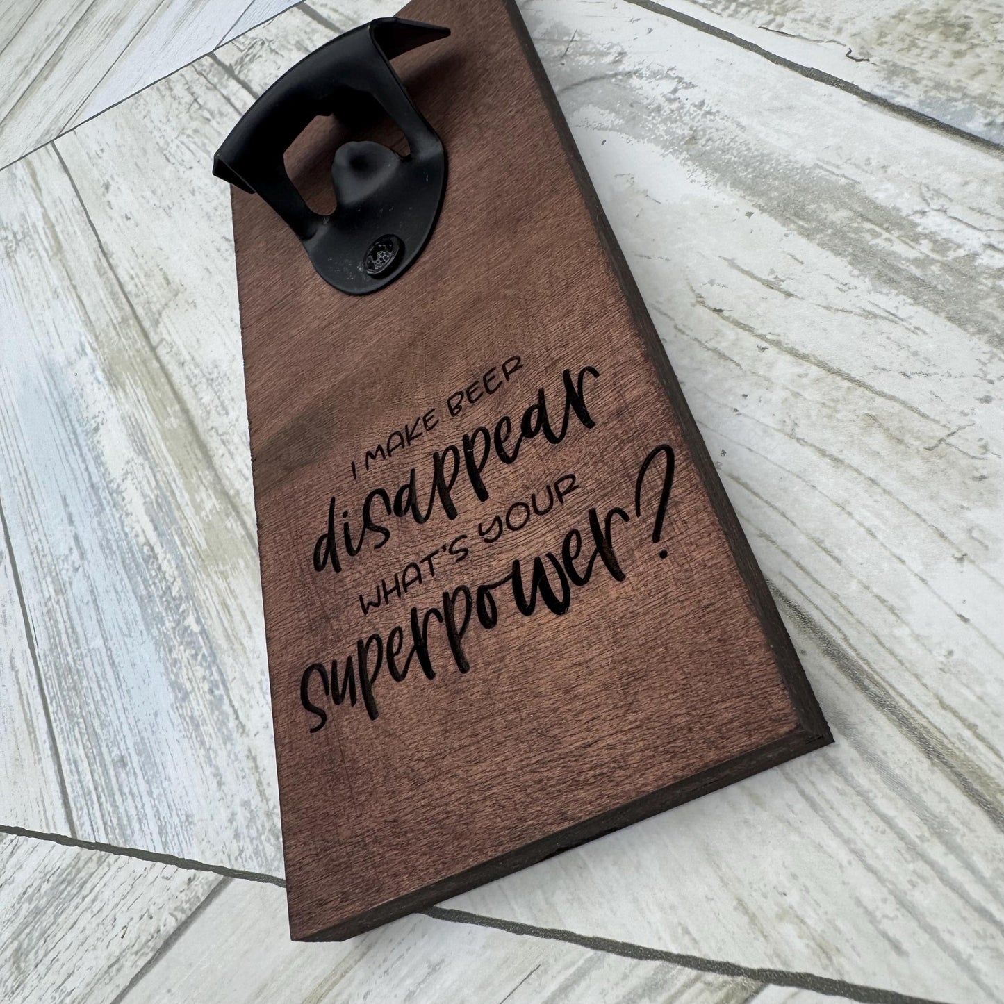 I Make Beer Disappear Magnetic Bottle Opener, Wooden Bottle Opener Laser Engraved, New Home Gift, Gift For Him, Custom Beer Opener For Him