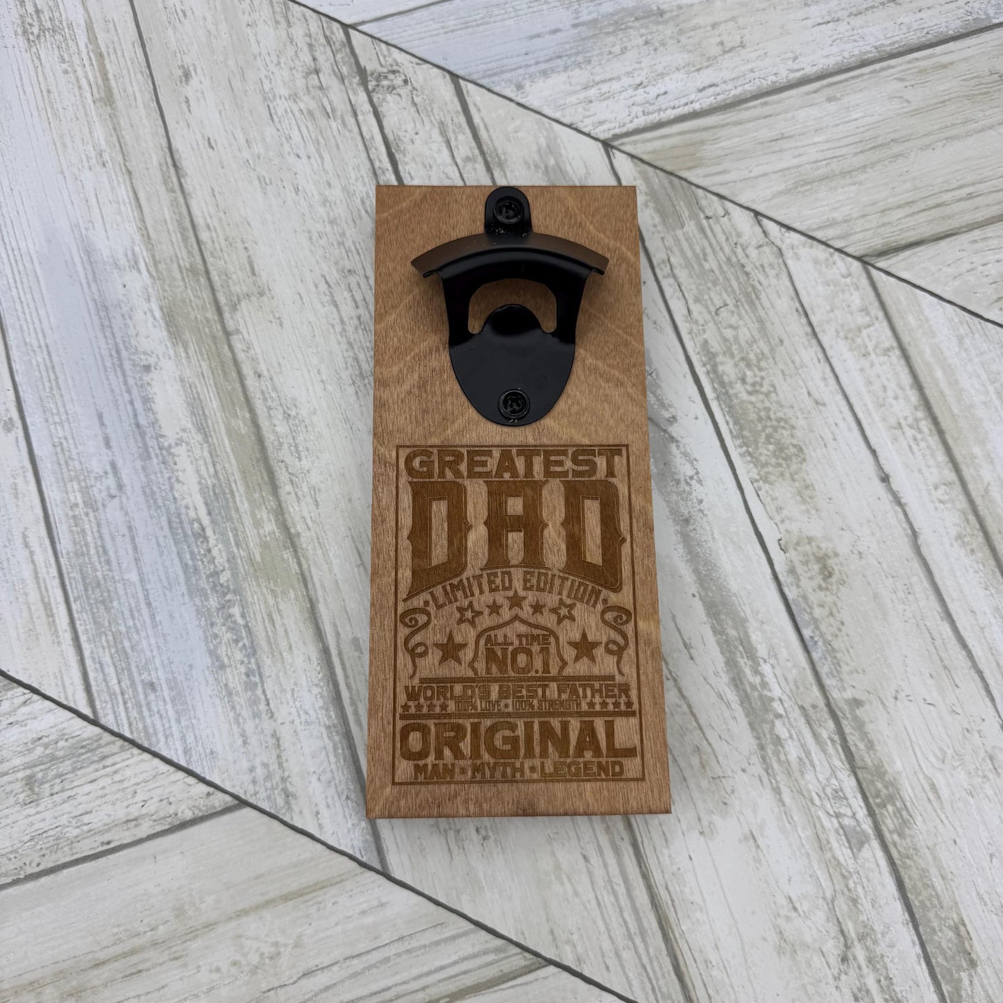 Greatest Dad Magnetic Bottle Opener, Wooden Bottle Opener Laser Engraved, New Home Gift, Wedding Favor, Gift For Him, Custom Beer Opener
