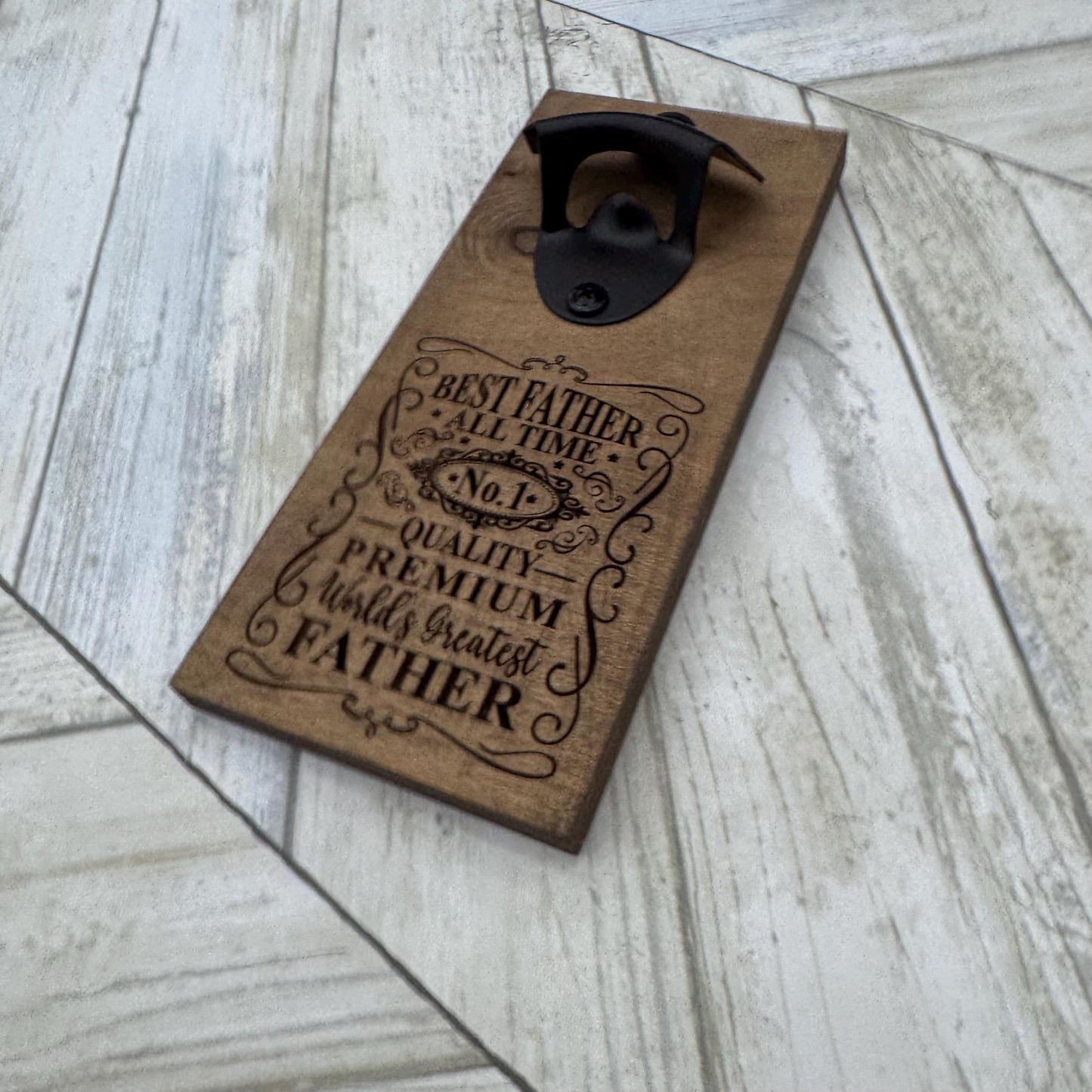 Best Father All Time Magnetic Bottle Opener, Wooden Bottle Opener Laser Engraved, New Home Gift, Gift For Him, Custom Beer Opener For Him