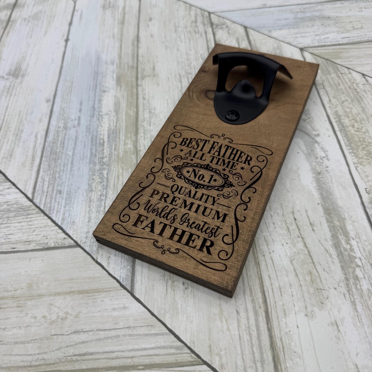 Best Father All Time Magnetic Bottle Opener, Wooden Bottle Opener Laser Engraved, New Home Gift, Gift For Him, Custom Beer Opener For Him