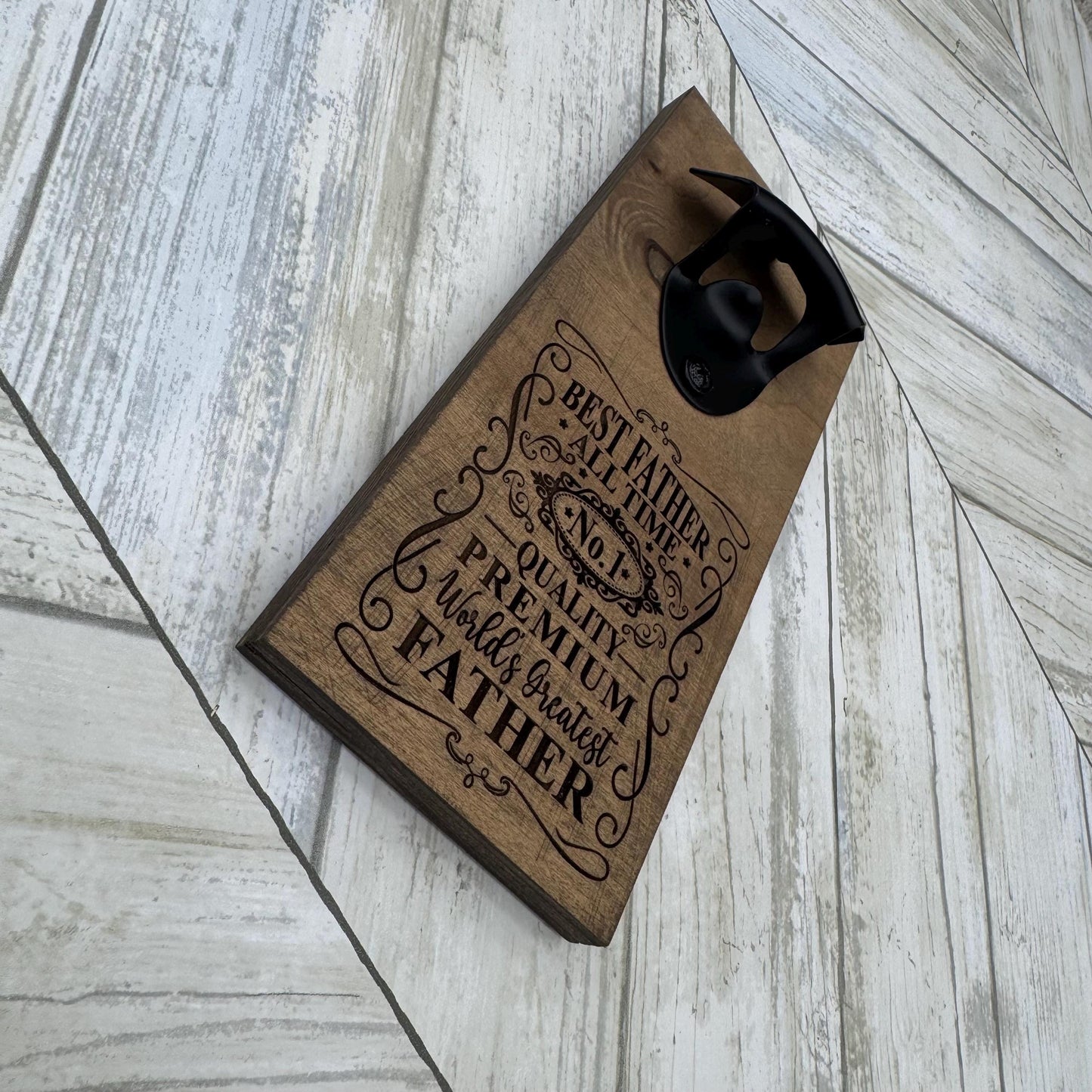 Best Father All Time Magnetic Bottle Opener, Wooden Bottle Opener Laser Engraved, New Home Gift, Gift For Him, Custom Beer Opener For Him