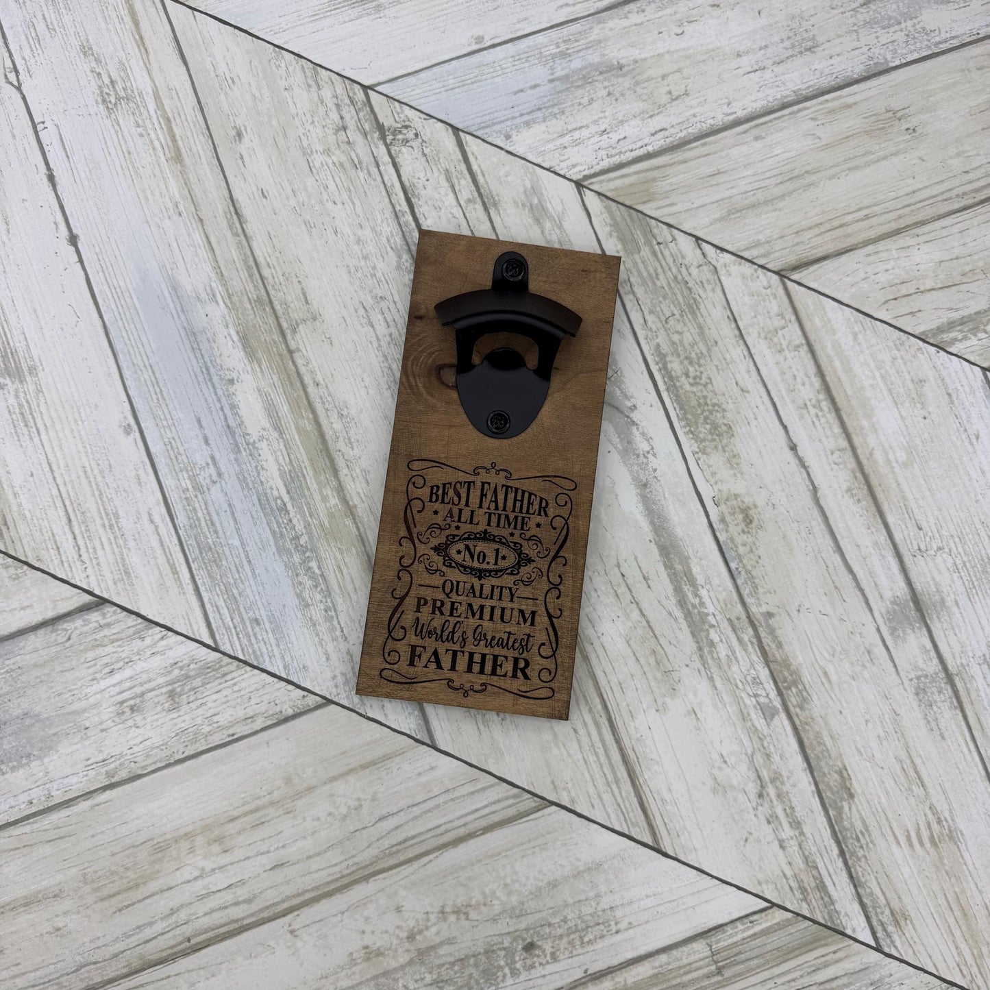 Best Father All Time Magnetic Bottle Opener, Wooden Bottle Opener Laser Engraved, New Home Gift, Gift For Him, Custom Beer Opener For Him