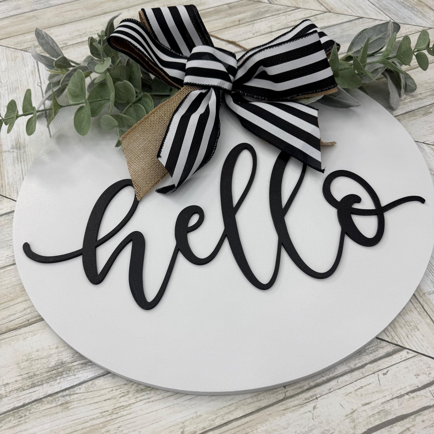 Hello Front Door Welcome Sign Large Round Front Door Sign Home Decor Front Door Decor Welcome Hanger Housewarming Gift Door Welcome Sign