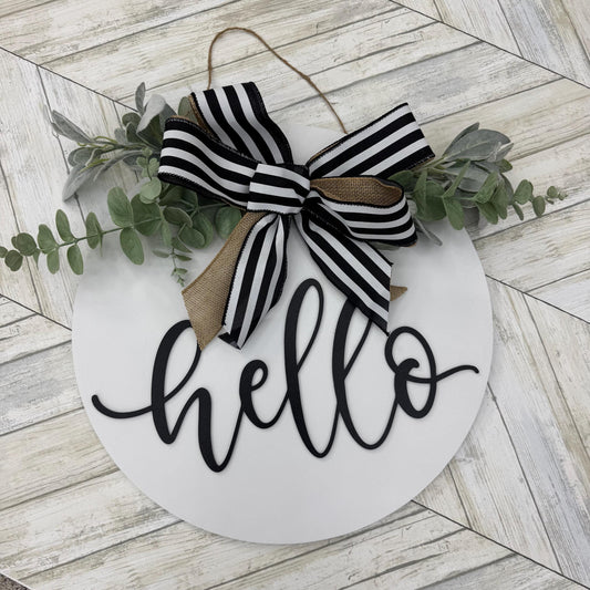 Hello Front Door Welcome Sign Large Round Front Door Sign Home Decor Front Door Decor Welcome Hanger Housewarming Gift Door Welcome Sign