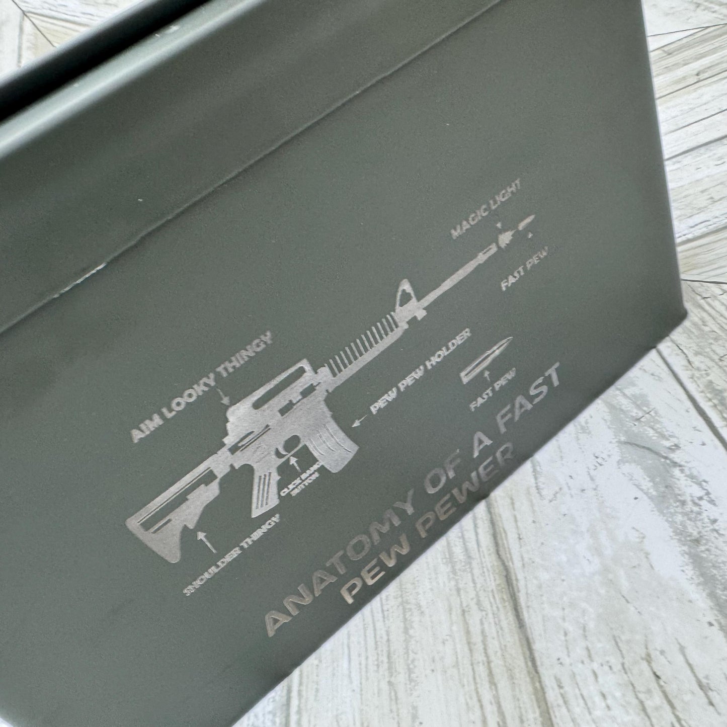 Anatomy Of A Fast Pew Pewer Ammo Box Fathers Day Gift Custom Ammo Box Groomsmen Gifts America .50 Caliber .30 Caliber Engraved Ammo Storage