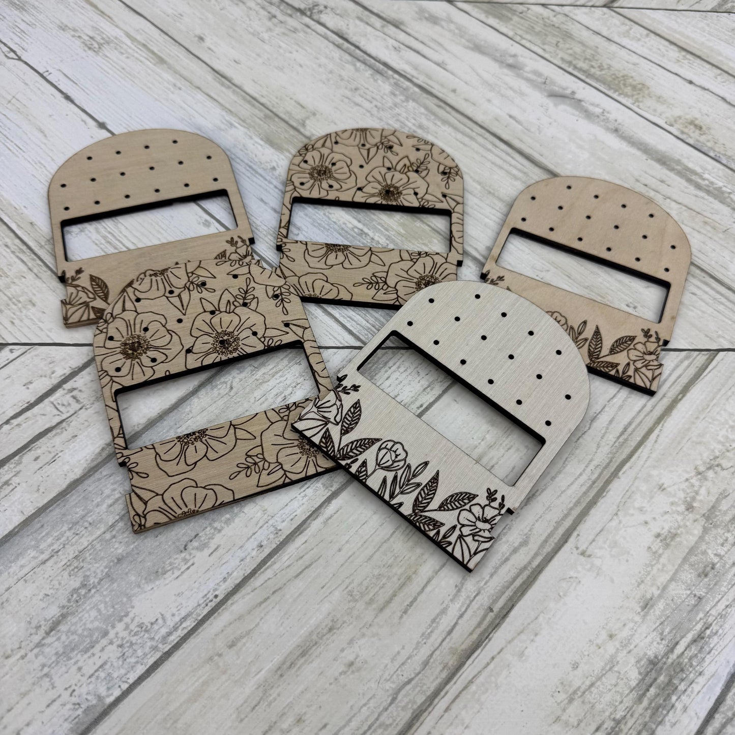 Floral Travel Earring Holder Wood Stud Earring Holder Earring Travel Case Hoop Earring Holder Travel Earring Holder Custom Earring Holder