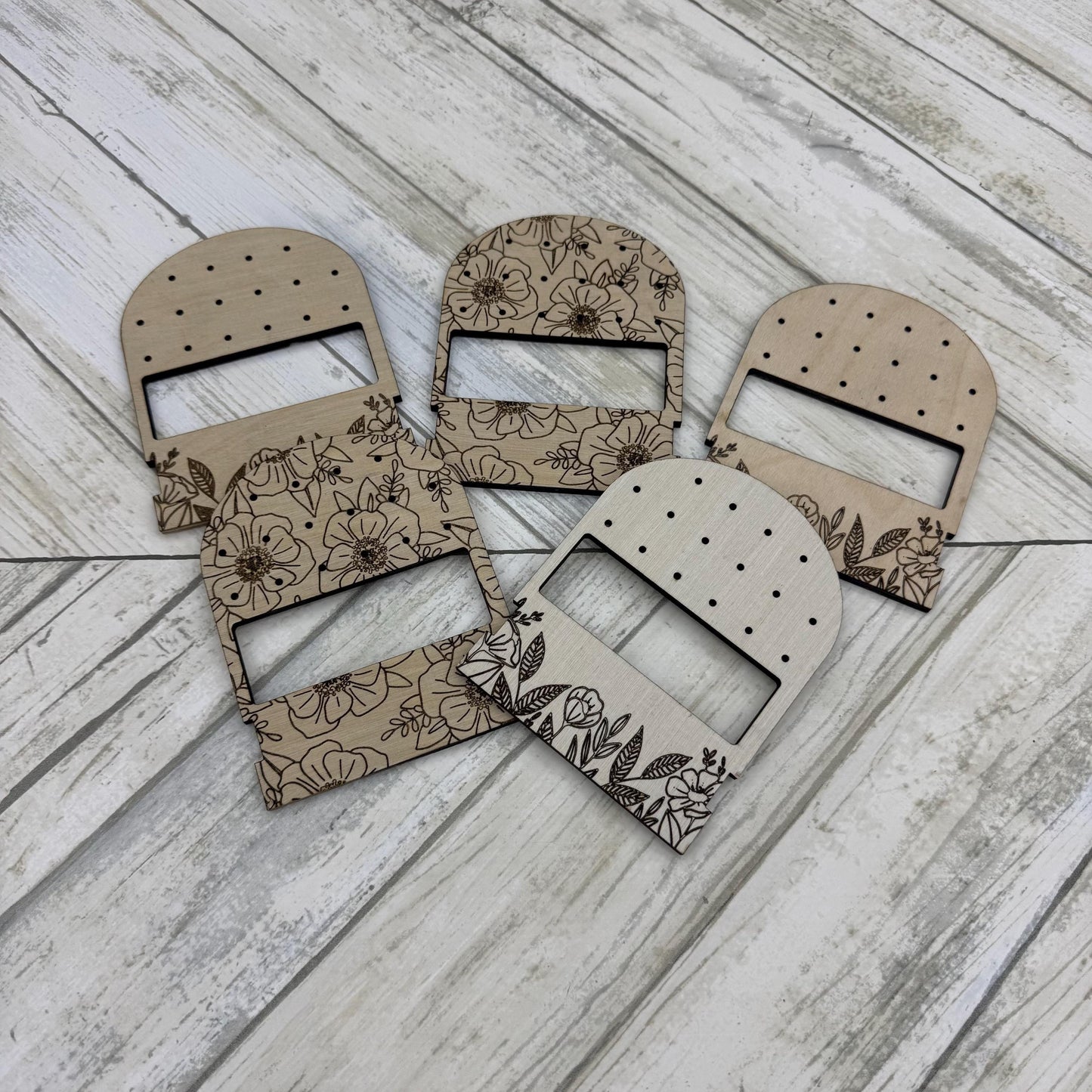 Floral Travel Earring Holder Wood Stud Earring Holder Earring Travel Case Hoop Earring Holder Travel Earring Holder Custom Earring Holder